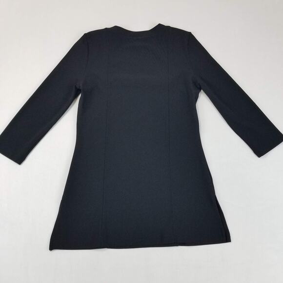 Boston Proper Tunic Top Womens Medium Black Square Neck 3/4 Sleeve Stretch Knit - Picture 2 of 9